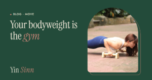Your bodyweight is the gym: Yin Sinn in a push-up on parallettes